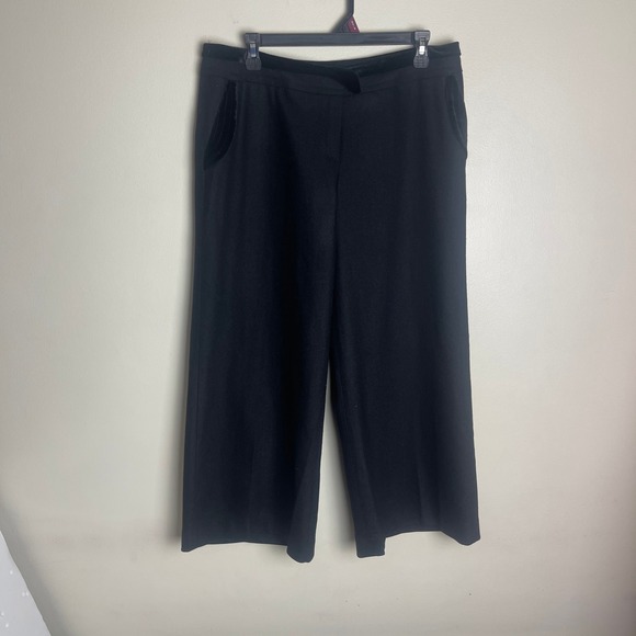 Yarn Pants - Yarn Korean Brand Black Wide Leg Trousers Velvet Trim Size 88 Large